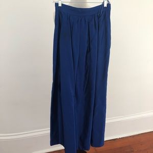 Vintage Royal Blue Taffeta Long Skirt Size 10
